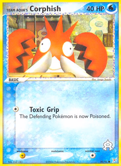 Team Aqua's Corphish Pokemon card (50/95, Team Magma vs Team Aqua)