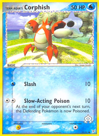 Team Aqua's Corphish Pokemon card (51/95, Team Magma vs Team Aqua)