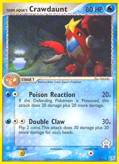 Team Aqua's Crawdaunt Pokemon card (14/95, Team Magma vs Team Aqua)