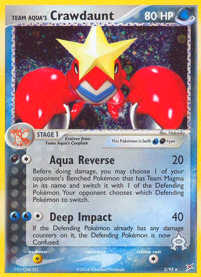 Team Aqua's Crawdaunt Pokemon card (2/95, Team Magma vs Team Aqua)