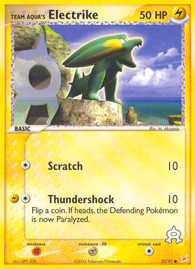 Team Aqua's Electrike Pokemon card (52/95, Team Magma vs Team Aqua)