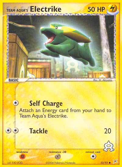 Team Aqua's Electrike Pokemon card (53/95, Team Magma vs Team Aqua)