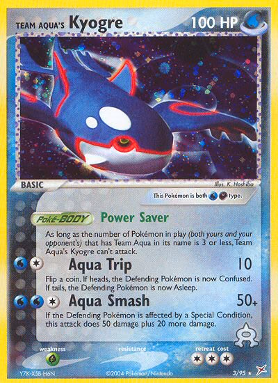 Team Aqua's Kyogre Pokemon card (3/95, Team Magma vs Team Aqua)