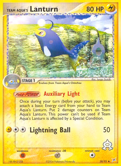 Team Aqua's Lanturn Pokemon card (28/95, Team Magma vs Team Aqua)