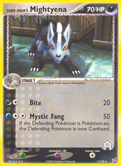 Team Aqua's Mightyena Pokemon card (15/95, Team Magma vs Team Aqua)