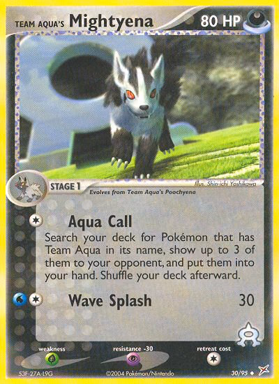 Team Aqua's Mightyena Pokemon card (30/95, Team Magma vs Team Aqua)
