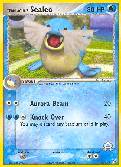 Team Aqua's Sealeo Pokemon card (31/95, Team Magma vs Team Aqua)