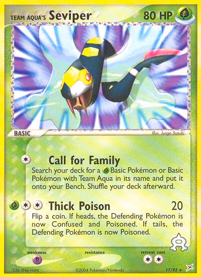 Team Aqua's Seviper Pokemon card (17/95, Team Magma vs Team Aqua)