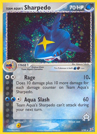 Team Aqua's Sharpedo Pokemon card (5/95, Team Magma vs Team Aqua)