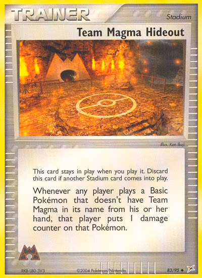 Team Magma Hideout Pokemon card (83/95, Team Magma vs Team Aqua)