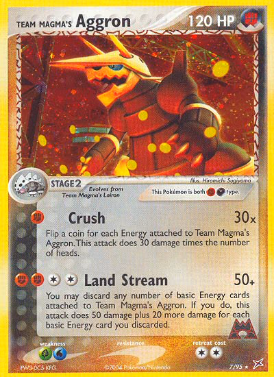 Team Magma's Aggron Pokemon card (7/95, Team Magma vs Team Aqua)