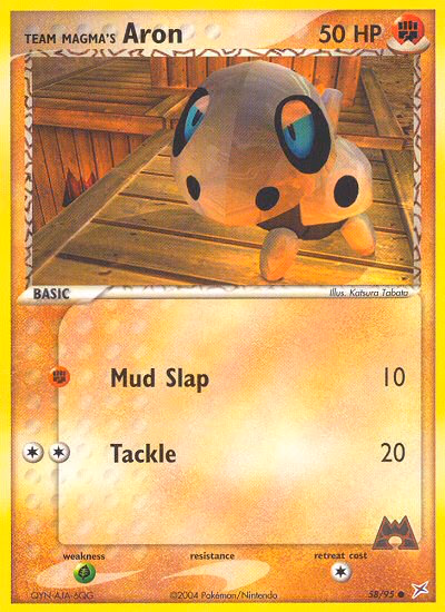Team Magma's Aron Pokemon card (58/95, Team Magma vs Team Aqua)