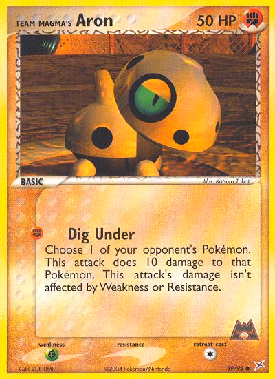 Team Magma's Aron Pokemon card (59/95, Team Magma vs Team Aqua)