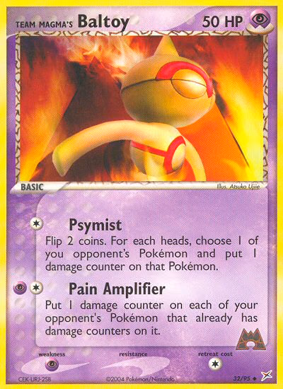 Team Magma's Baltoy Pokemon card (32/95, Team Magma vs Team Aqua)