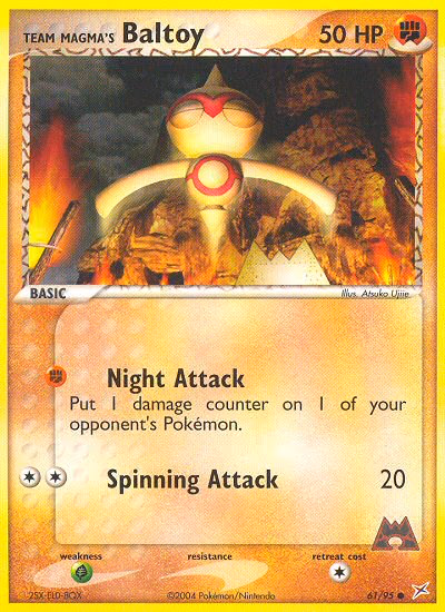 Team Magma's Baltoy Pokemon card (61/95, Team Magma vs Team Aqua)