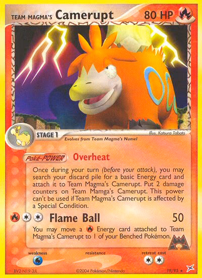 Team Magma's Camerupt Pokemon card (19/95, Team Magma vs Team Aqua)