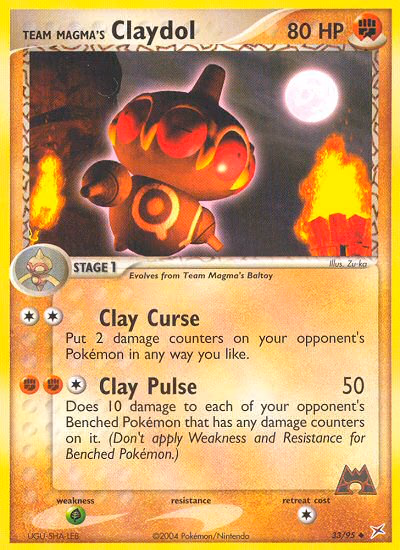 Team Magma's Claydol Pokemon card (33/95, Team Magma vs Team Aqua)