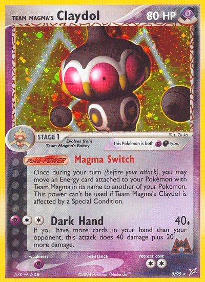 Team Magma's Claydol Pokemon card (8/95, Team Magma vs Team Aqua)