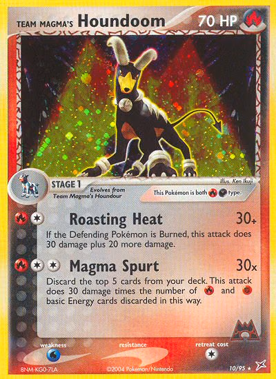 Team Magma's Houndoom Pokemon card (10/95, Team Magma vs Team Aqua)