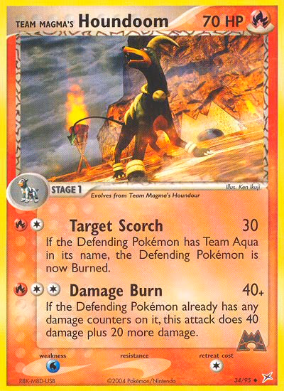 Team Magma's Houndoom Pokemon card (34/95, Team Magma vs Team Aqua)