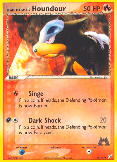 Team Magma's Houndour Pokemon card (35/95, Team Magma vs Team Aqua)