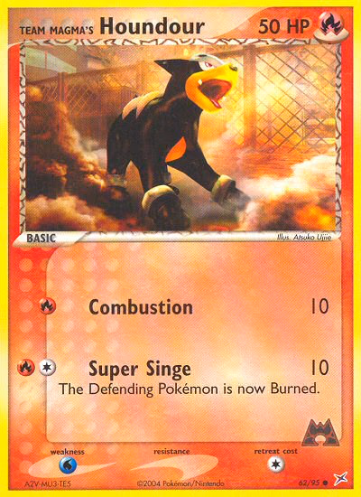 Team Magma's Houndour Pokemon card (62/95, Team Magma vs Team Aqua)