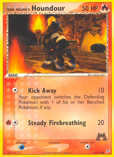 Team Magma's Houndour Pokemon card (63/95, Team Magma vs Team Aqua)