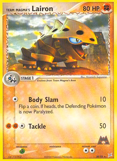 Team Magma's Lairon Pokemon card (20/95, Team Magma vs Team Aqua)
