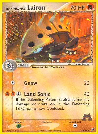Team Magma's Lairon Pokemon card (36/95, Team Magma vs Team Aqua)