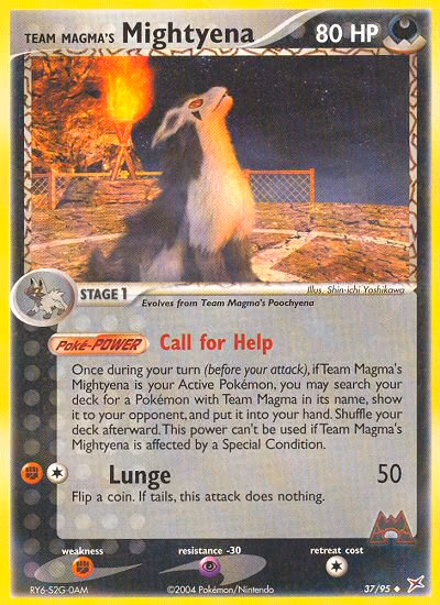 Team Magma's Mightyena Pokemon card (37/95, Team Magma vs Team Aqua)