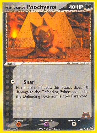 Team Magma's Poochyena Pokemon card (65/95, Team Magma vs Team Aqua)