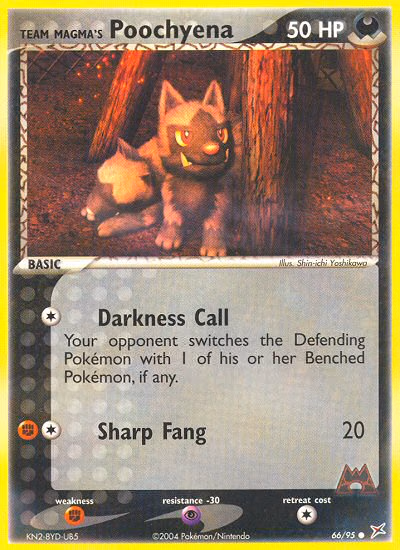 Team Magma's Poochyena Pokemon card (66/95, Team Magma vs Team Aqua)