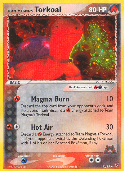 Team Magma's Torkoal Pokemon card (12/95, Team Magma vs Team Aqua)