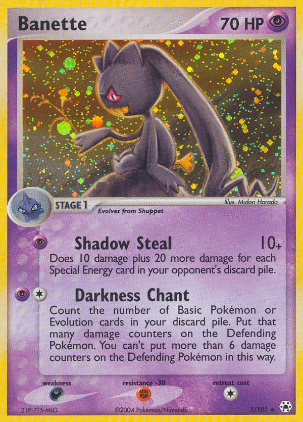 Banette Pokemon card (1/101, Hidden Legends)