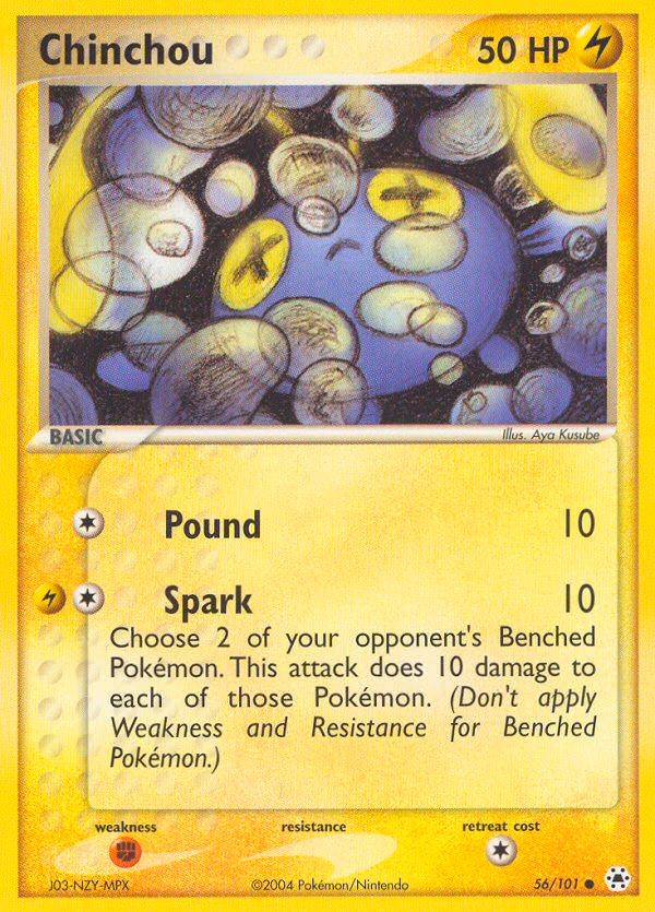 Chinchou Pokemon card (56/101, Hidden Legends)