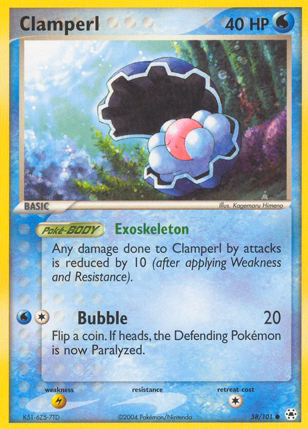 Clamperl Pokemon card (58/101, Hidden Legends)