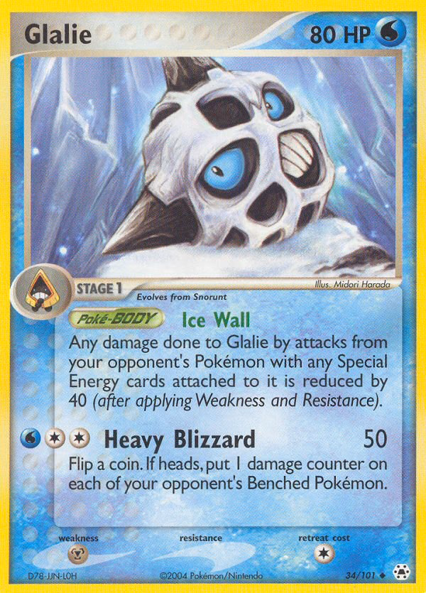 Glalie Pokemon card (34/101, Hidden Legends)