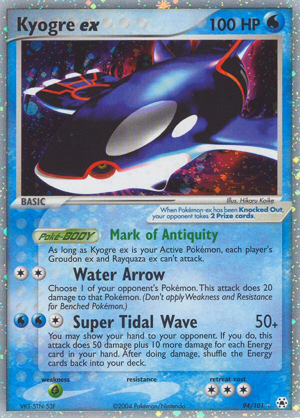 Kyogre ex Pokemon card (94/101, Hidden Legends)