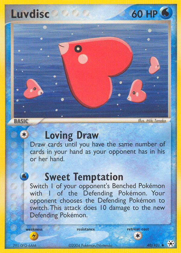Luvdisc Pokemon card (40/101, Hidden Legends)