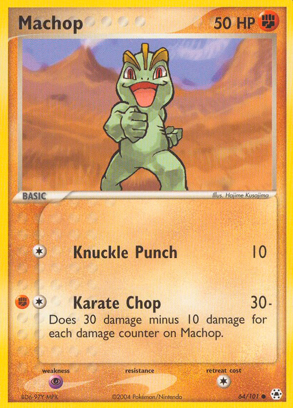 Machop Pokemon card (64/101, Hidden Legends)