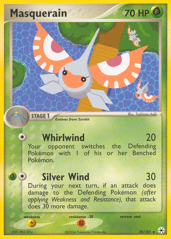 Masquerain Pokemon card (20/101, Hidden Legends)
