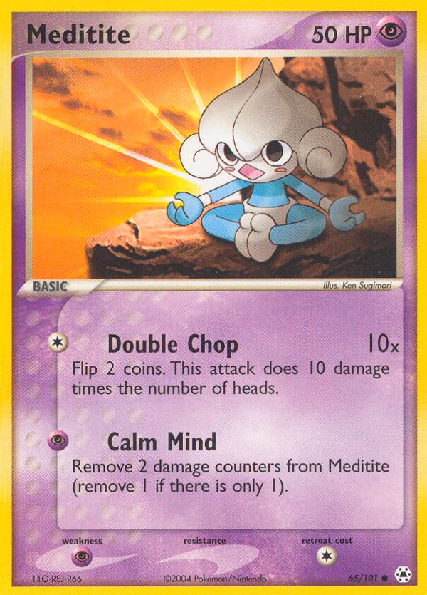 Meditite Pokemon card (65/101, Hidden Legends)