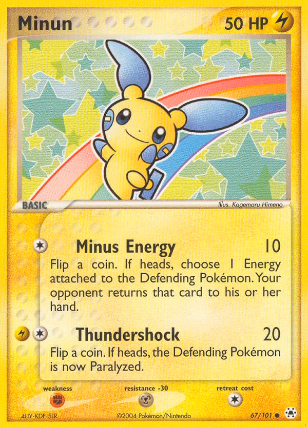 Minun Pokemon card (67/101, Hidden Legends)
