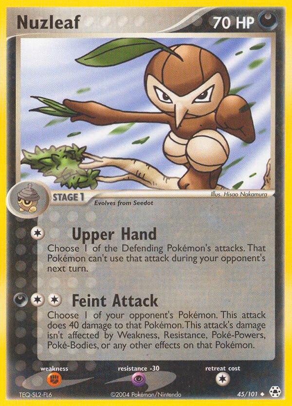 Nuzleaf Pokemon card (45/101, Hidden Legends)