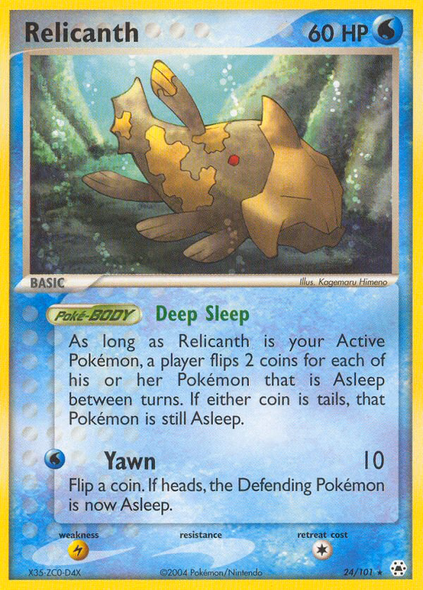 Relicanth Pokemon card (24/101, Hidden Legends)