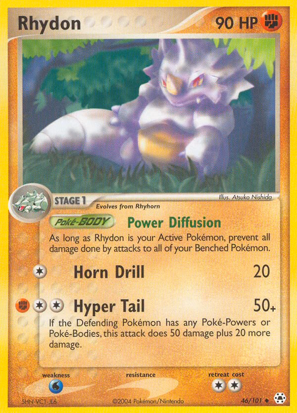 Rhydon Pokemon card (46/101, Hidden Legends)