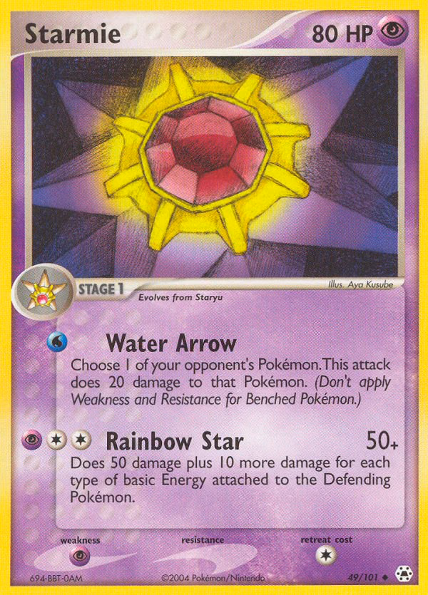 Starmie Pokemon card (49/101, Hidden Legends)
