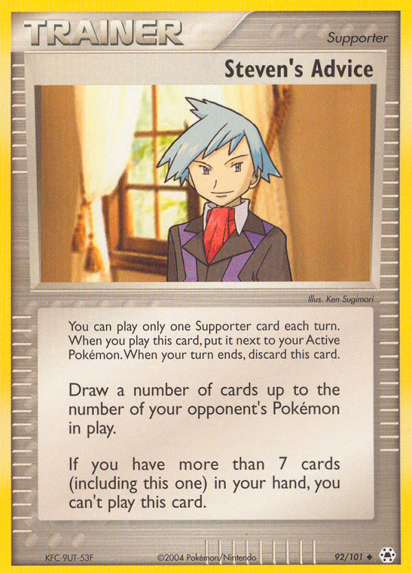 Steven's Advice Pokemon card (92/101, Hidden Legends)