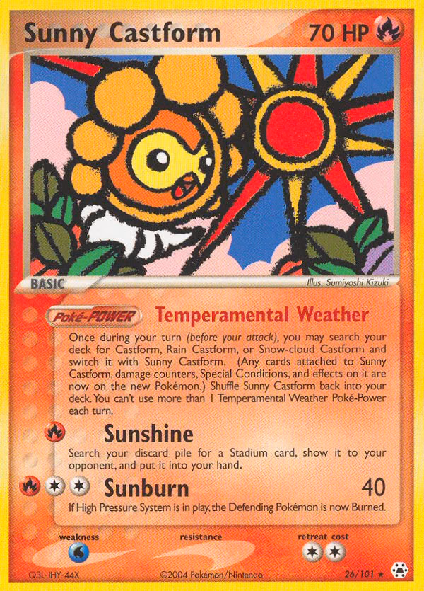 Sunny Castform Pokemon card (26/101, Hidden Legends)