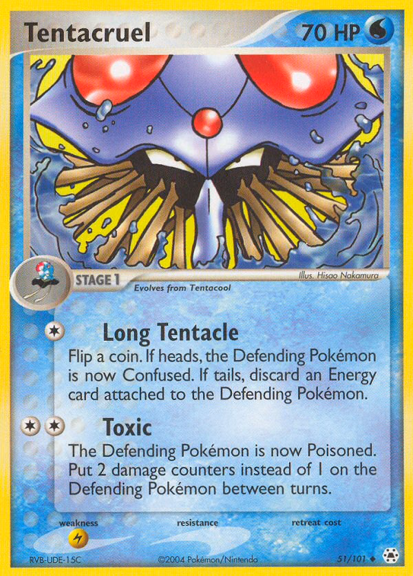 Tentacruel Pokemon card (51/101, Hidden Legends)